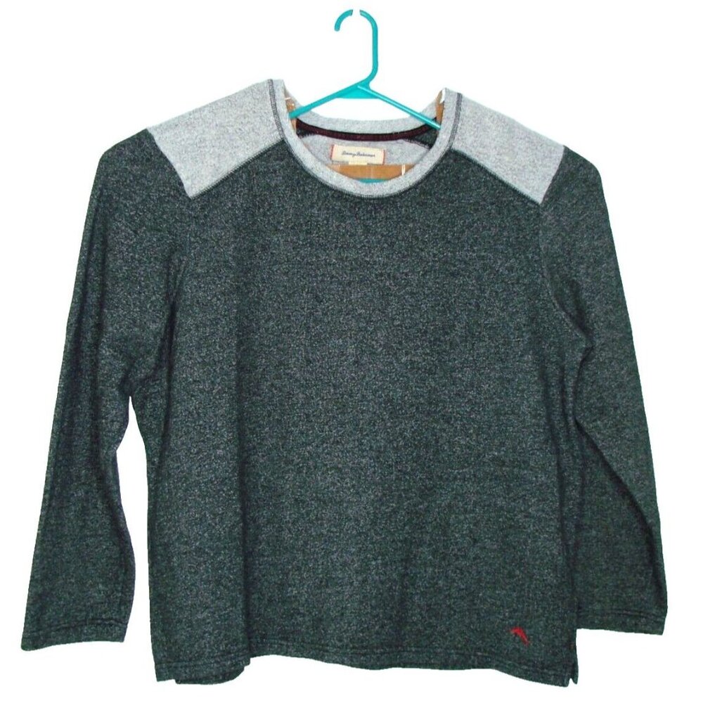 Tommy Bahama Mens XXL 2 Tone Gray Sweater Sweatshirt Shirt Pullover Cotton Poly